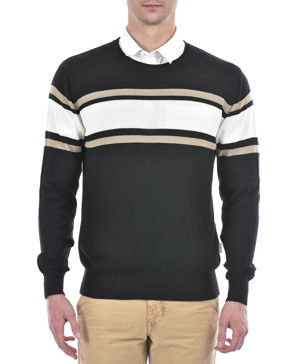 Numero Uno Men Striped Black Sweater